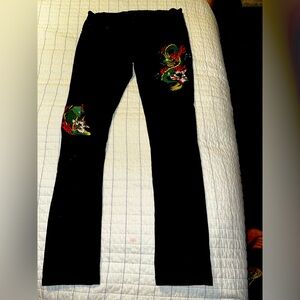 Young & Reckless Jeans Mens Size 29 Distressed Fire Dragon Fish Flames Skater